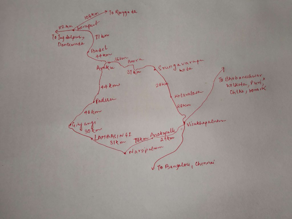  Visakhapatnam -Araku-Lambasingi Map With Distance