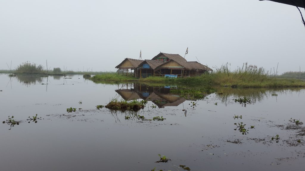 A beautiful cluster of huts in Loktak Lake