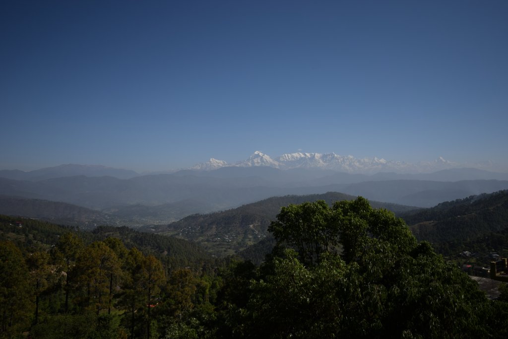 View of Himalayan ranges after sunrise in Kausani