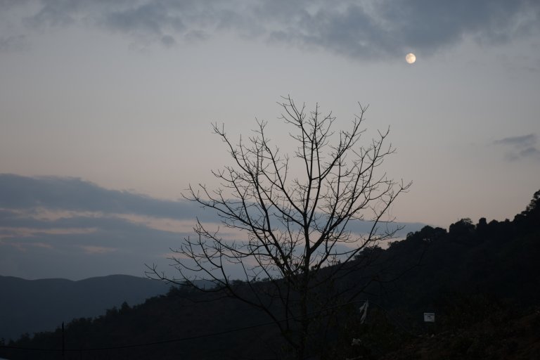 Manipur-A bouquet of beauty you shouldn’t miss-Ukhrul and Loktak Lake An evening with moon at foothills of Shirui Hills,Ukhrul